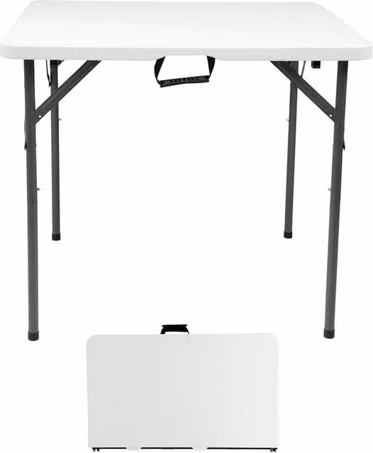 Crystals White Plastic Folding Square Table for Garden, Kitchen or Camping, W/D/H: 91.44 x 91.44 x 75 cm – 1