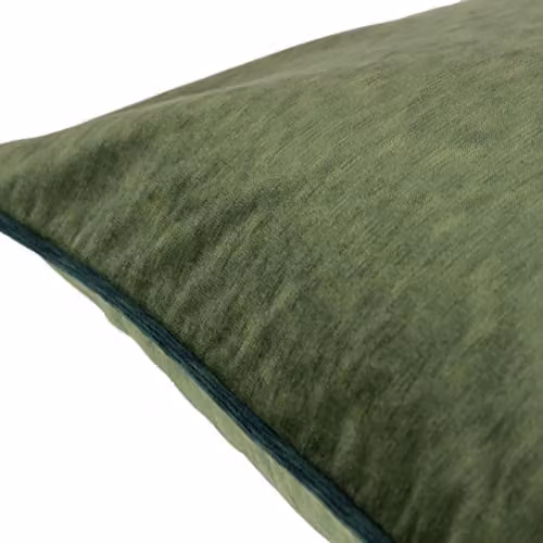 Paoletti Torto Mottled Velvet Contrast Piped Square Cushion in Green, W/D/H: 50 x 50 x 50 cm – 3