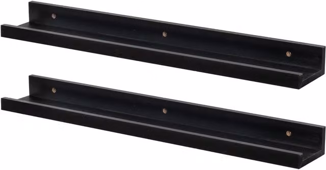 Harbour Housewares Pack of 2 Black Floating Picture Ledge Wall Shelves, 57 cm – 5