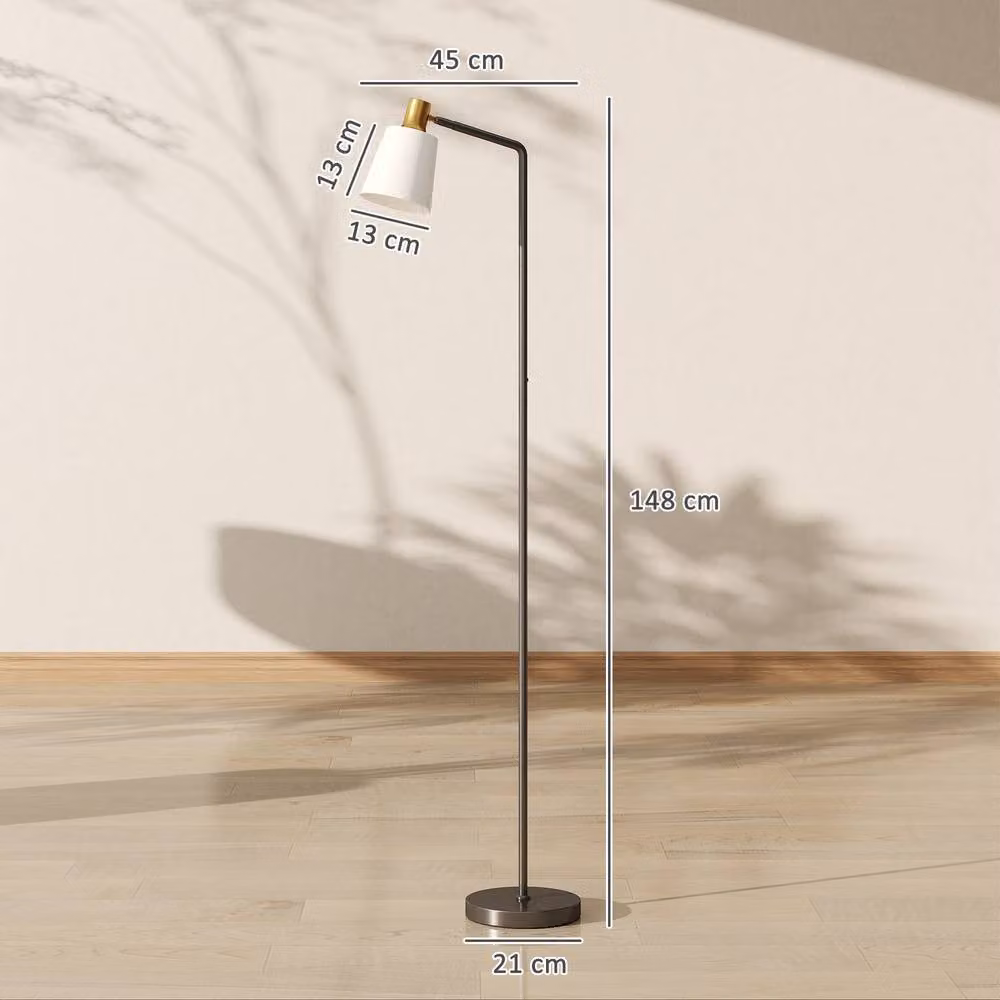 HOMCOM Modern Black LED Floor Lamp with Adjustable Rotatable Head for Reading, Height: 140 cm – 3