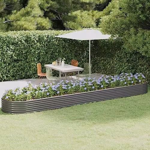 vidaXL Grey Galvanised Steel Garden Raised Bed W: 507 cm, D: 100 cm, H: 36 cm – 2