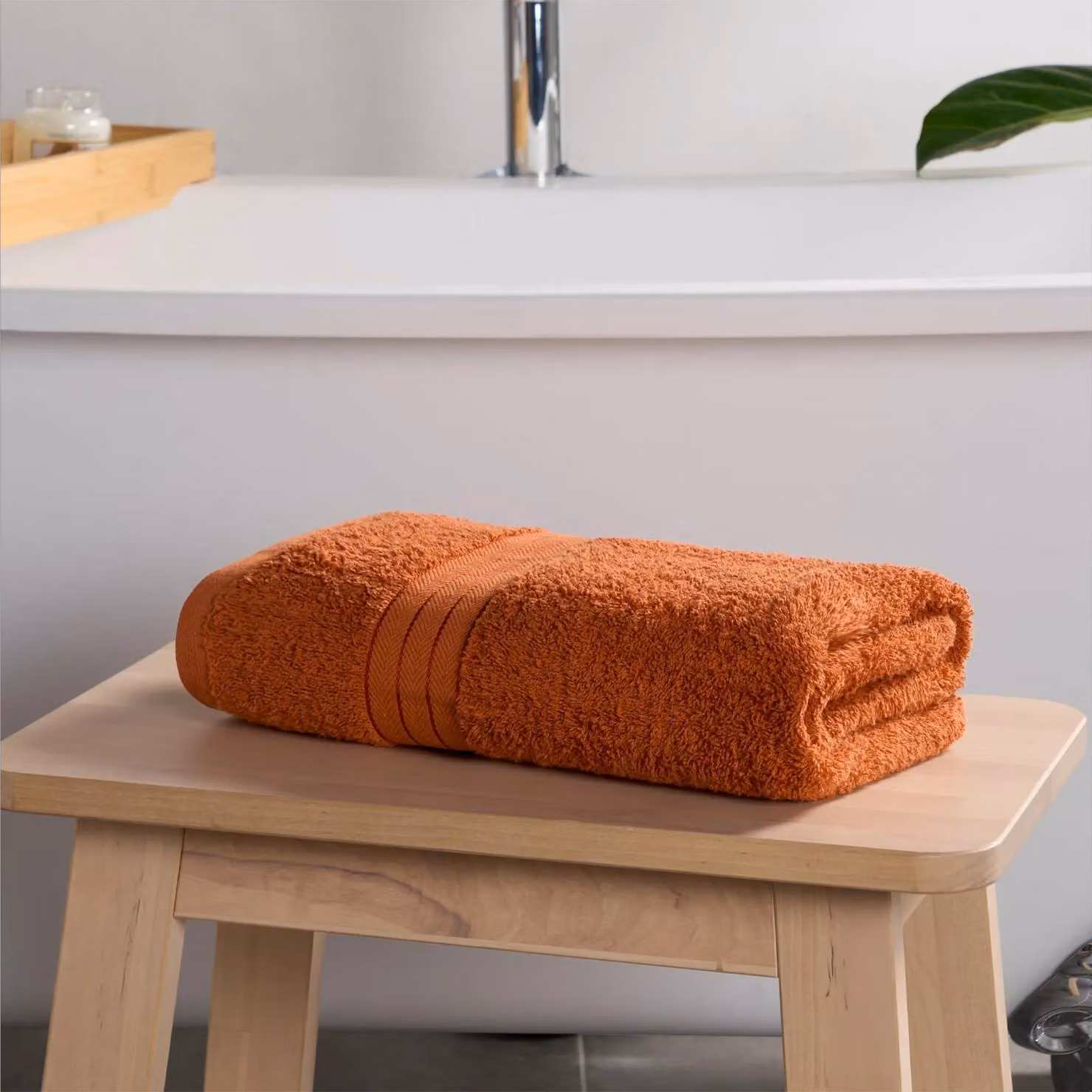 OHS 10 Pack of Fluffy 100% Cotton Terry Bath Towels in Orange – 3