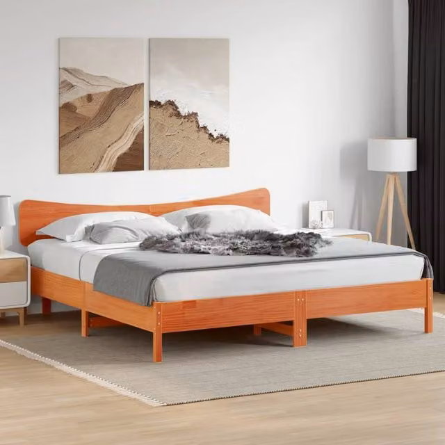 Berkfield Home Solid Pine Wood Headboard in Waxed Brown, 200 cm