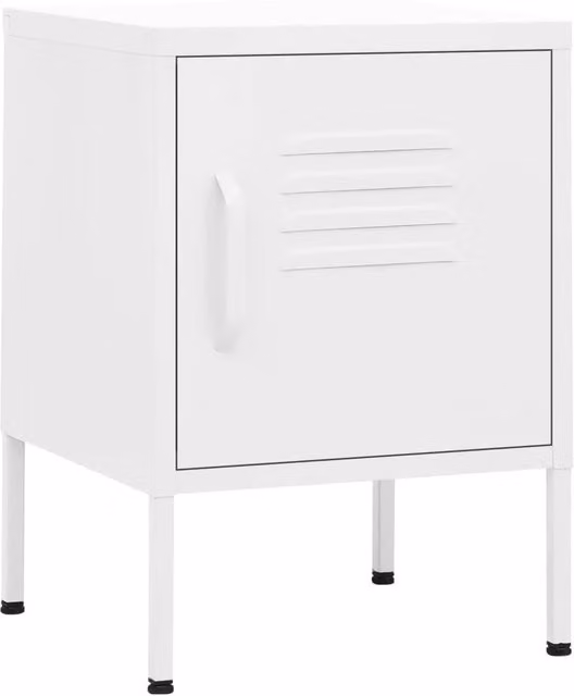 Berkfield Home Set of 2 Modern White Metal Nightstands, W/D/H: 35 x 35 x 51 cm