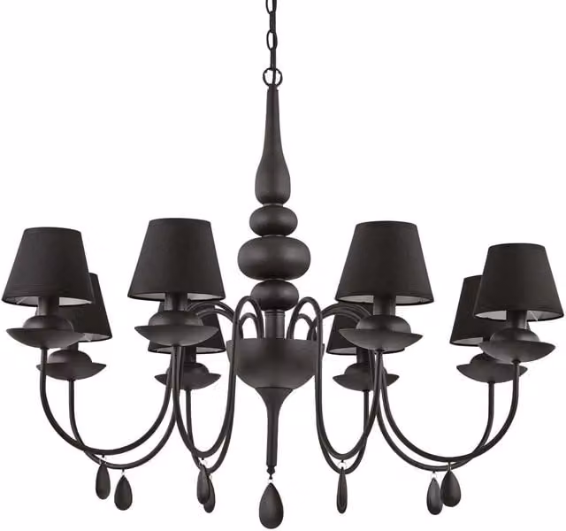 Netlighting Blanche 8 Light Multi Arm Modern Ceiling Chandelier in Black Metal with E14 Sockets and Height Adjustable Design – 1