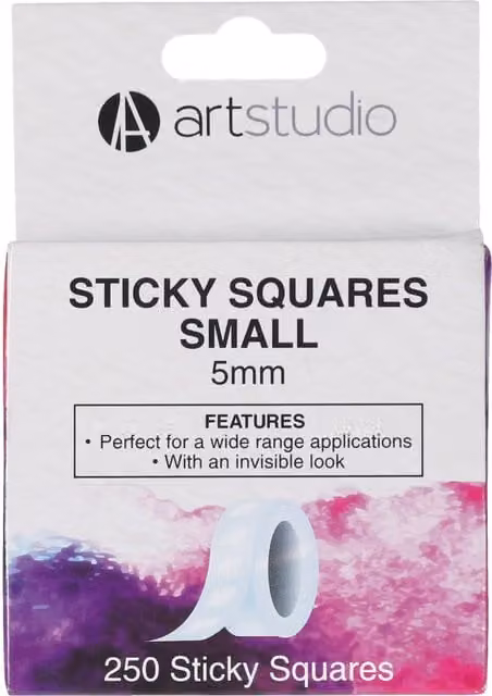 Art Studio Pack of 250 Double Sided Transparent Sticky Squares for Craft and Paper, 5mm