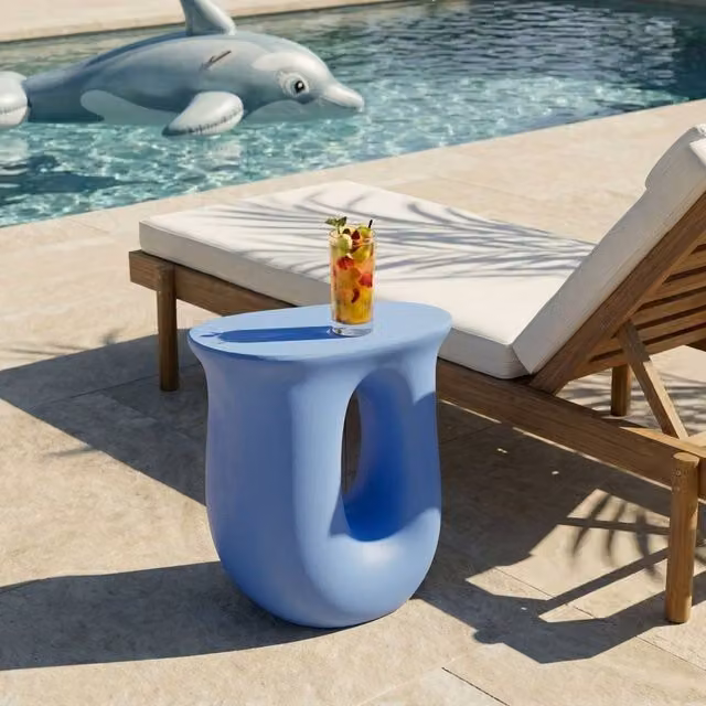 Wyld and Coco Blue Sculptural Lacquered Composite Side Table H 42 cm x W 28 cm