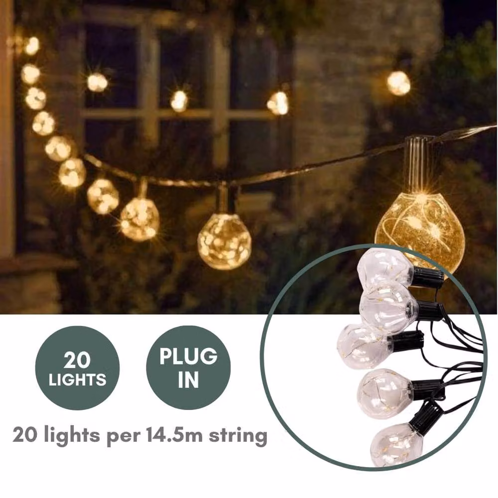 Marco Paul Solar LED Outdoor Sphere String Lights, Warm White, 14.5m, Black – 2