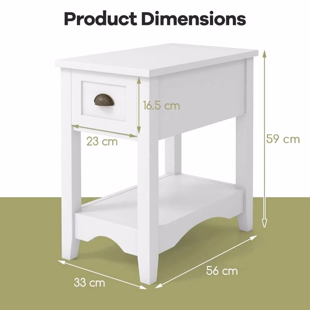 Kelvenix Compact White Bedside Table for Bedroom and Living Room – 2