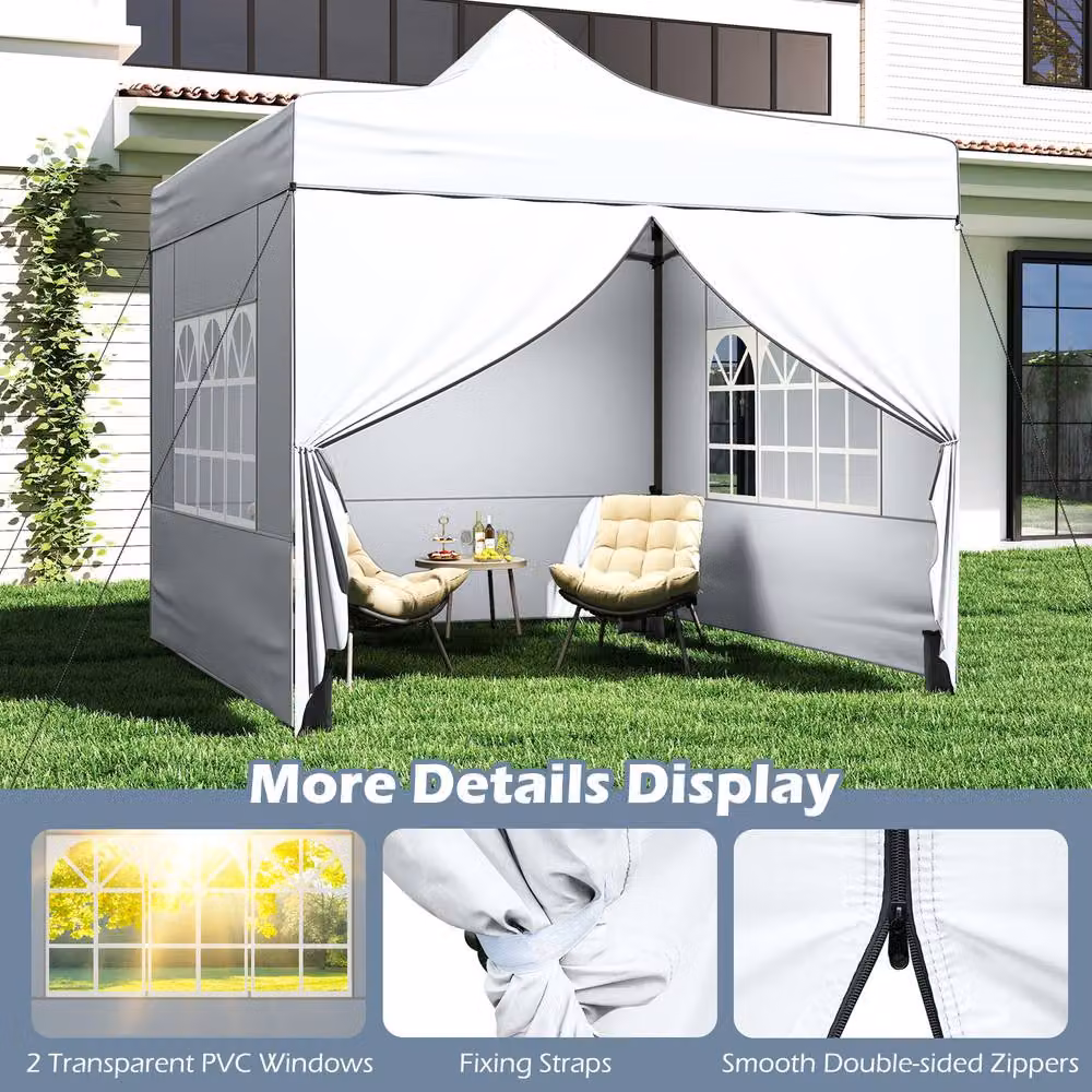 Gymax White Pop Up Commercial Canopy Tent, W x W: 300 x 300 cm – 4
