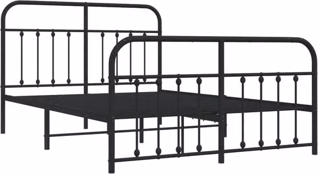 Berkfield Home Metal Bed Frame with Headboard and Footboard in Black, W/D/H: 140 x 200 x 146 cm – 1