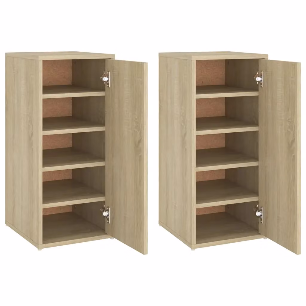 Berkfield Home Set of 2 Sonoma Oak Shoe Cabinets, Brown, W/D/H: 32 x 35 x 70 cm – 2