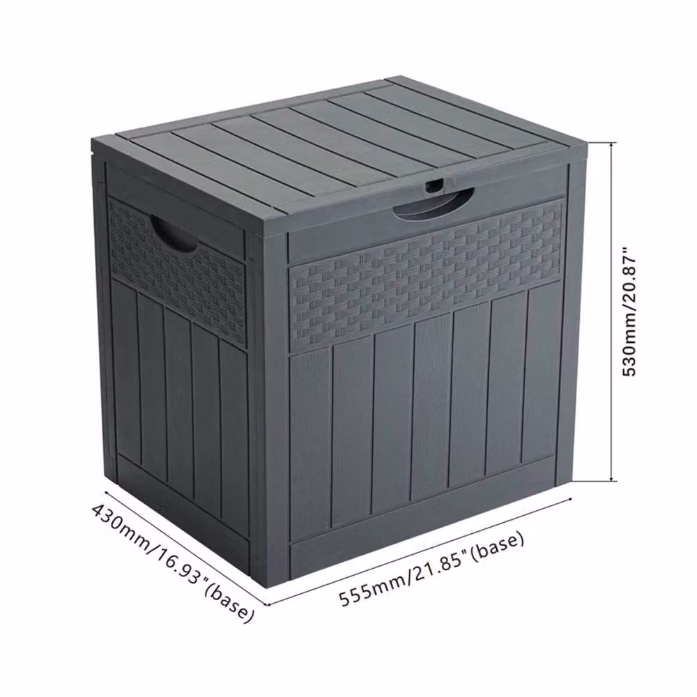 Kelvenix Large Outdoor Storage Box in Grey Wood Grain for Garden and Patio, 126L – 2
