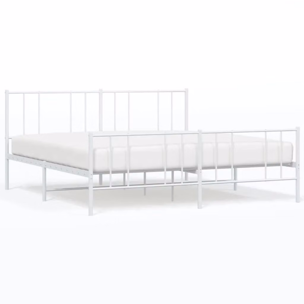 Berkfield Home Metal Bed Frame with Headboard and Footboard, White, 200 x 200 cm – 2
