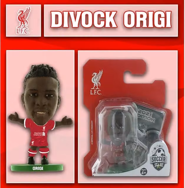 SoccerStarz Liverpool FC Divock Origi 2021 Version Home Kit Mini Figure, Red, Height: 5 cm