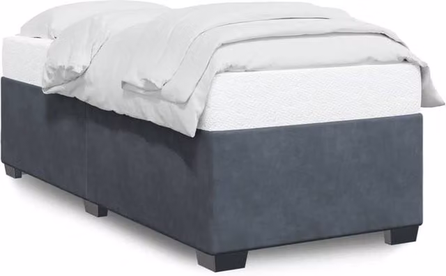 Berkfield Home Single Velvet Upholstered Bed Frame in Dark Grey, W/D/H: 90 x 190 cm