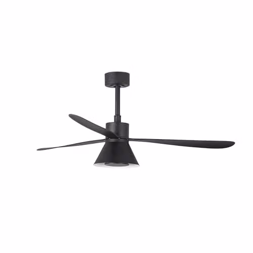 Netlighting Amelia Large Cone LED Black Ceiling Fan with Remote Control and Dimmable Light