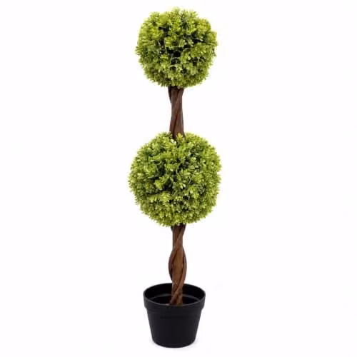 Leaf Artificial Green Double Ball Topiary Tree, Height: 90 cm – 1