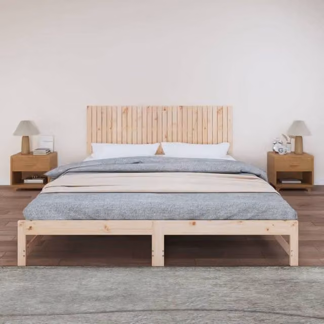 Berkfield Home Solid Wood Pine Wall Headboard in Beige, W: 185 cm, D: 3 cm, H: 60 cm – 1