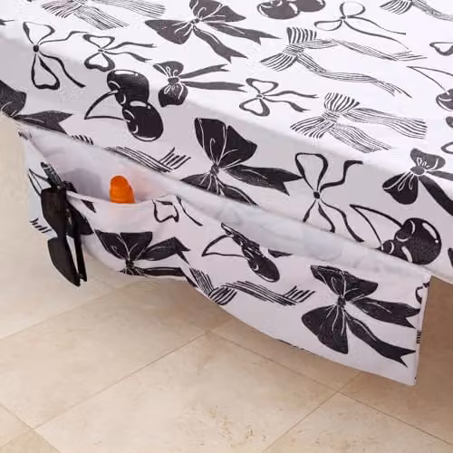 OHS Bow Print Microfibre Beach Towel with Pocket in Black and White, 75 x 215 cm – 2