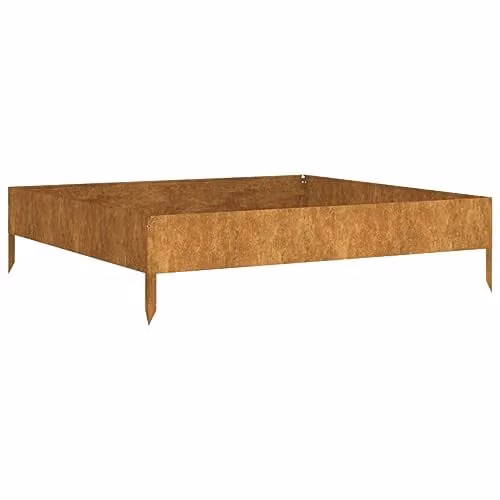 vidaXL Brown Corten Steel Raised Bed for Vegetable, Herb or Ornamental Gardens, W/D/H: 100 x 100 x 26 cm – 1