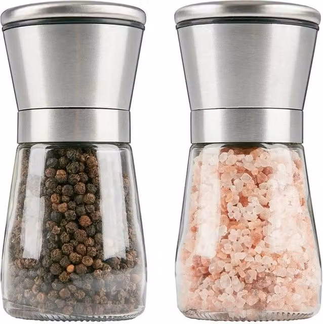 Nordara Stainless Steel Salt and Pepper Grinder Set, Silver, 2 Pieces – 1