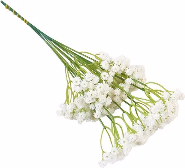 FLAVORA 10-Piece White Artificial Gypsophila Silk Floral Bouquet