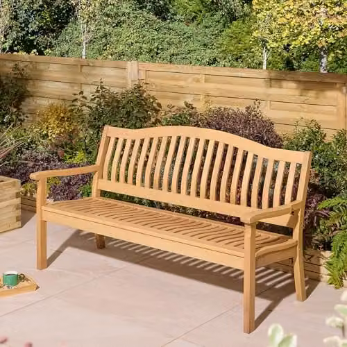 Rowlinsons Hemsway 3 Seat Garden Bench in Brown, W161 x D71 x H94 cm