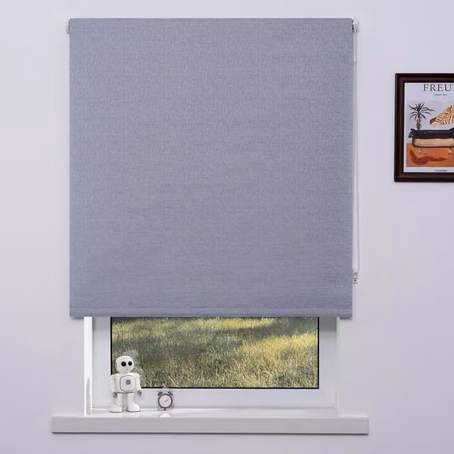 Divante Blue Weave Textured Blackout Textile Blind, Width: 120 cm