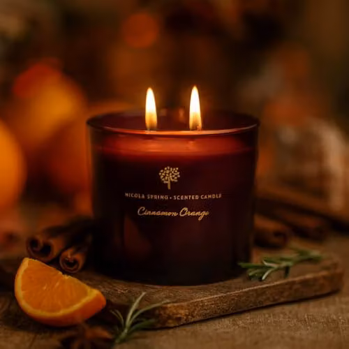 Nicola Spring Cinnamon and Orange Scented Soy Wax Candle, 350g – 2
