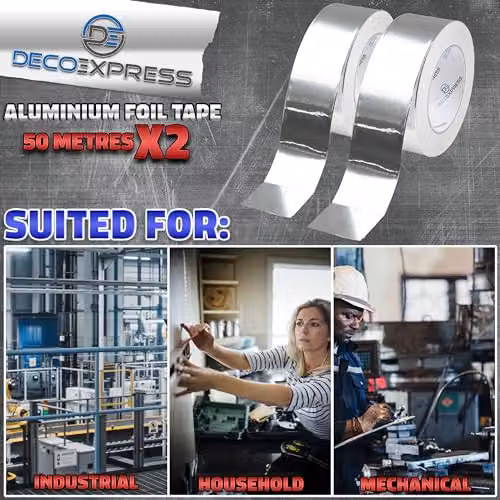 kreativekraft Silver Aluminium Foil Tape, 2 Pack, W: 4.5 cm, Length: 50 m – 6