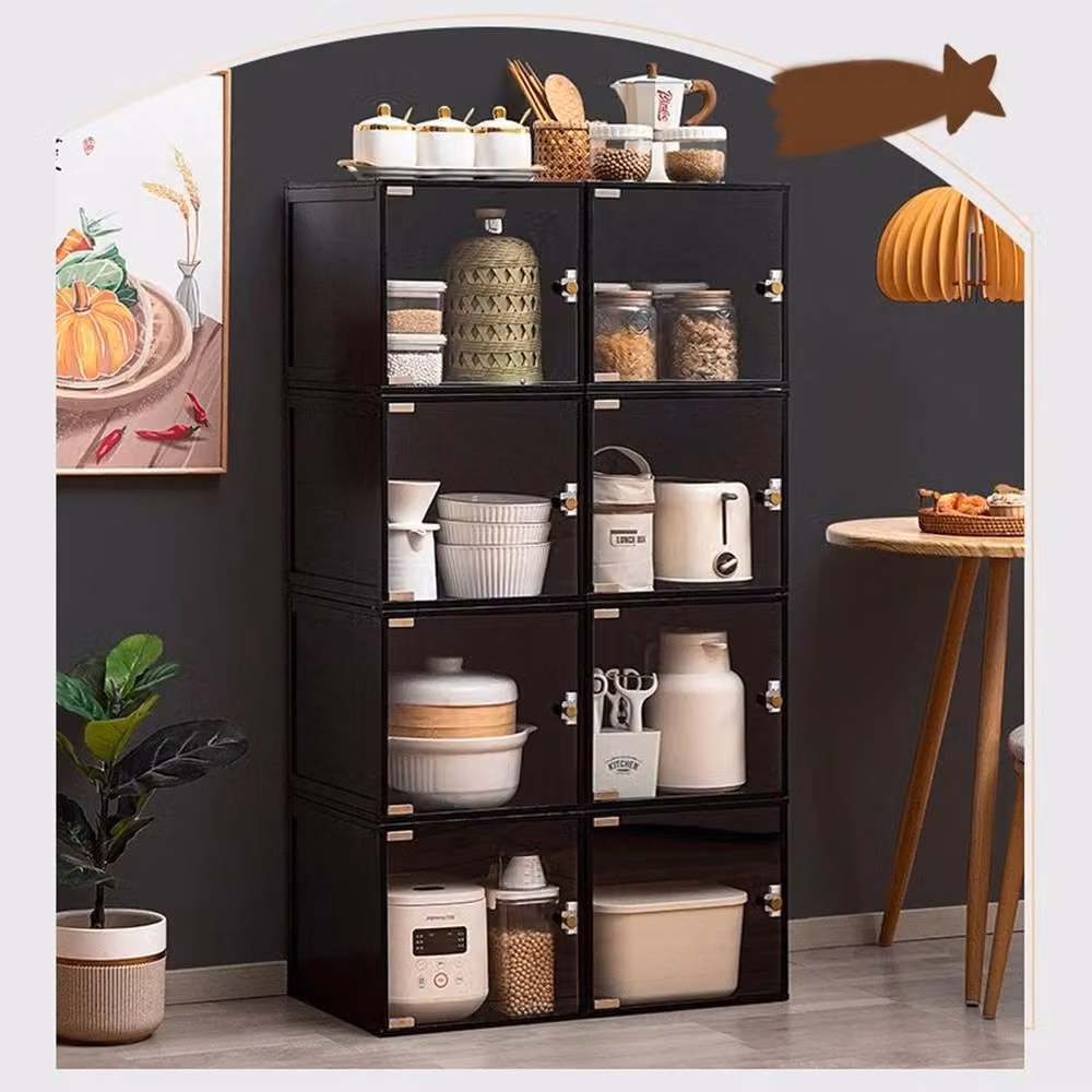 EONLION Black Stackable Cube Storage Display Organizer with Back Panel, W/D/H: 35 x 31 x 35 cm – 2