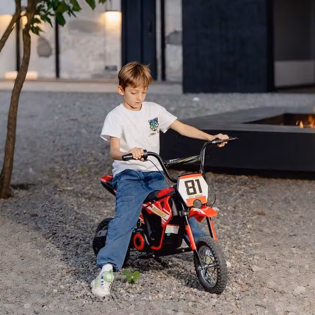 AIYAPLAY Kids 24V Electric Motorbike Dirt Bike in Red