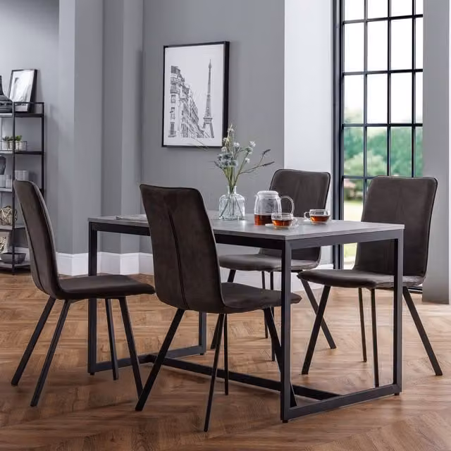 Julian Bowen Staten Rectangular Table and Monroe Chairs Set in Grey and Black
