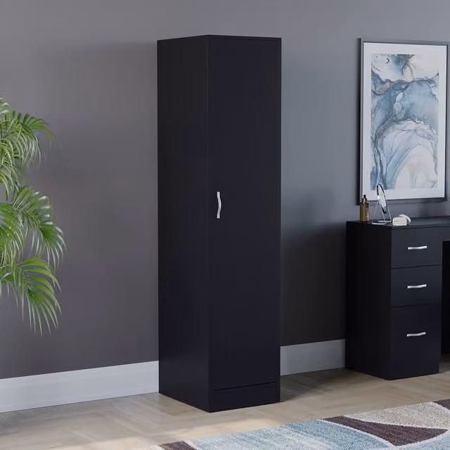 Vida Designs Riano Modern 1 Door Wardrobe in Matt Black