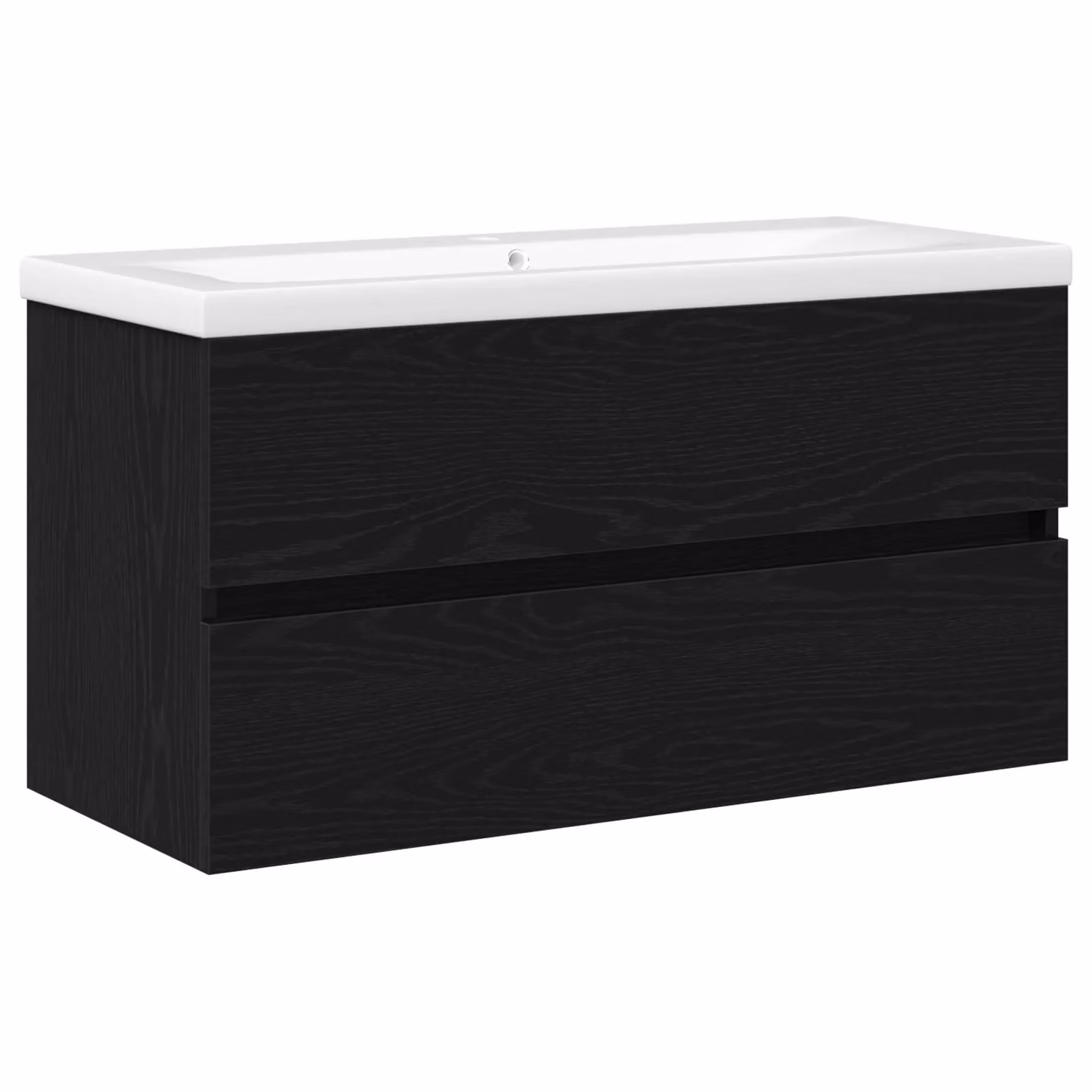 Berkfield Home Black Oak Sink Cabinet with Built-in Basin and Internal Drawers, W: 90 cm, D: 38 cm, H: 45 cm – 2