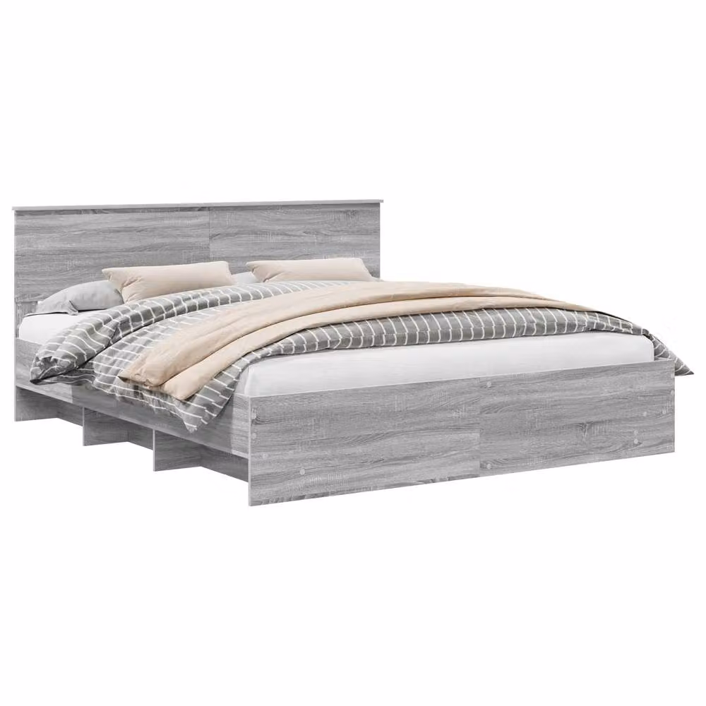 Berkfield Home Grey Sonoma Bed Frame in Engineered Wood W/D/H: 180 x 200 cm – 2