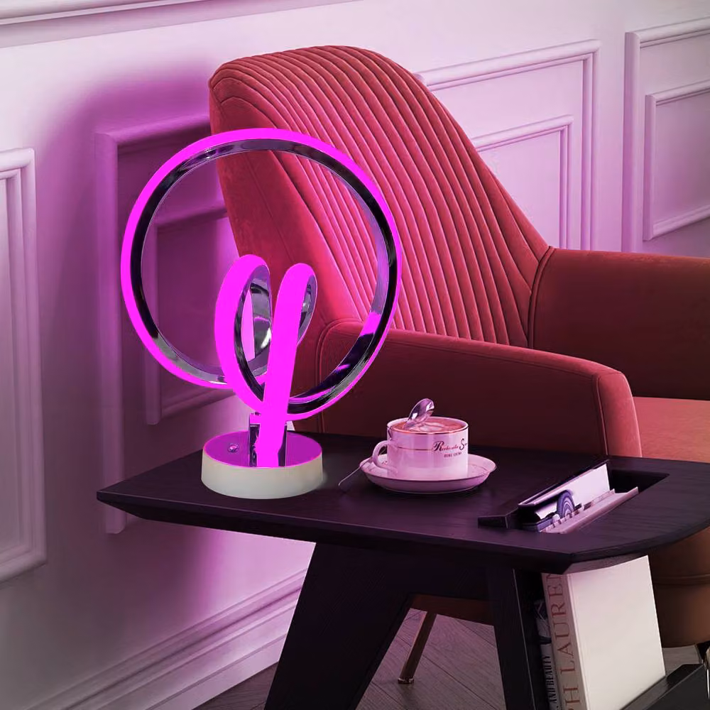 NIVOR RGB LED Heart Novelty Table Lamp in Transparent and Chrome with Remote Control and Dimmable Settings – 4