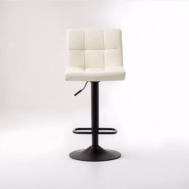 Orsina White Leather Effect Quilted Bar Stool with Metal Frame