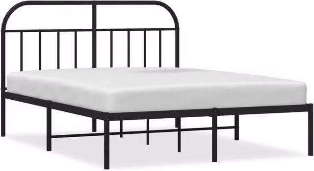 Berkfield Home Metal Bed Frame with Headboard, Black, W/D/H: 140 x 190 cm