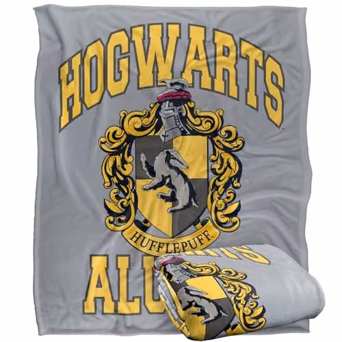LOGOVISION Harry Potter Hogwarts Hufflepuff Alumni Super Soft Silky Touch Fleece Throw Blanket, Multicolour, W: 127 cm x H: 152.4 cm – 1