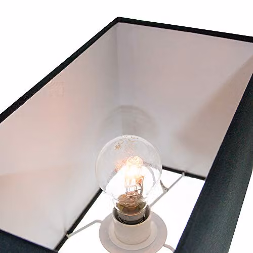 Happy Homewares Rectangular Linen Fabric Lamp Shade in Black, Length: 29 cm – 2