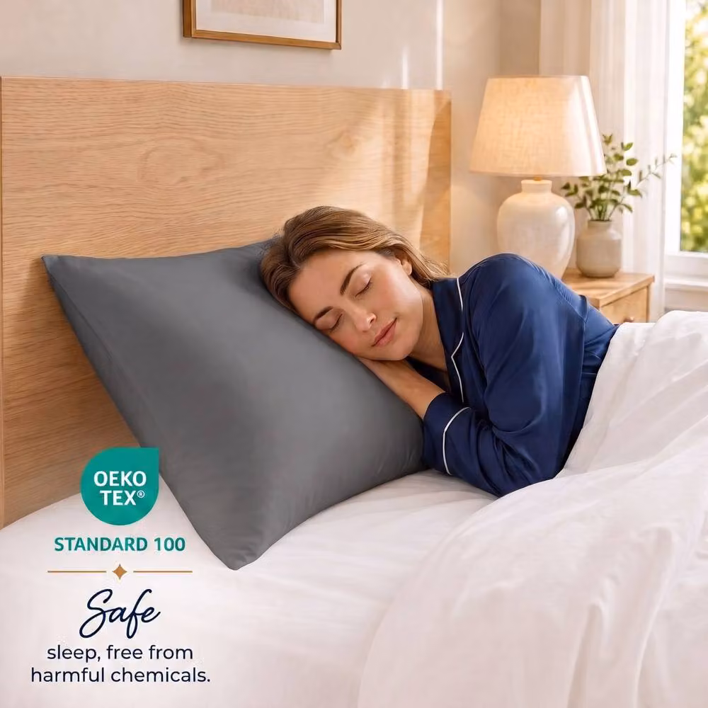 Pamposh 6 Pack Egyptian Cotton Mako Satin Pillowcases, 400 Thread Count, Charcoal Grey, Envelope Closure – 3