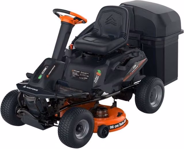 Yard Force ProRider E559 56V Battery Ride-On Lawnmower with 220L Grass Collection Kit, Black