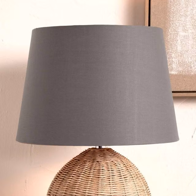 Pacific Lifestyle Grey Modern Cone Fabric Lampshade for Table and Floor Lamps, Diameter: 35.56 cm