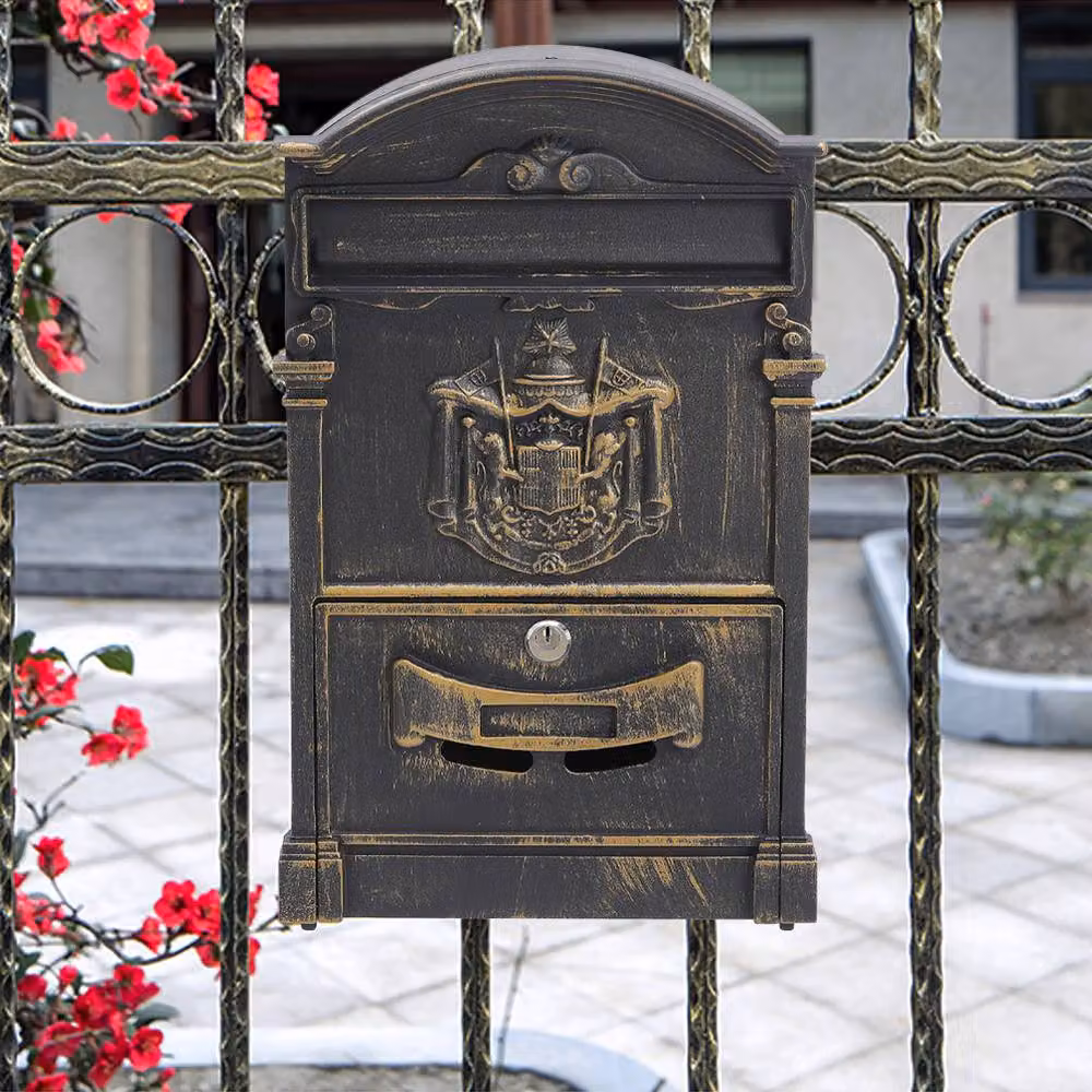 Living and Home Vintage Wall-Mounted Aluminium Lockable Letter Box in Black or Bronze, W/D/H: 42.0 x 26.0 x 8.5 cm – 3