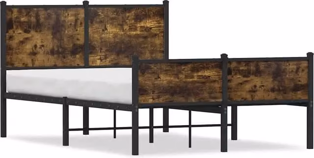 Berkfield Home Metal Bed Frame in Smoked Oak Brown, Small Double, W/D/H: 120 x 190 cm