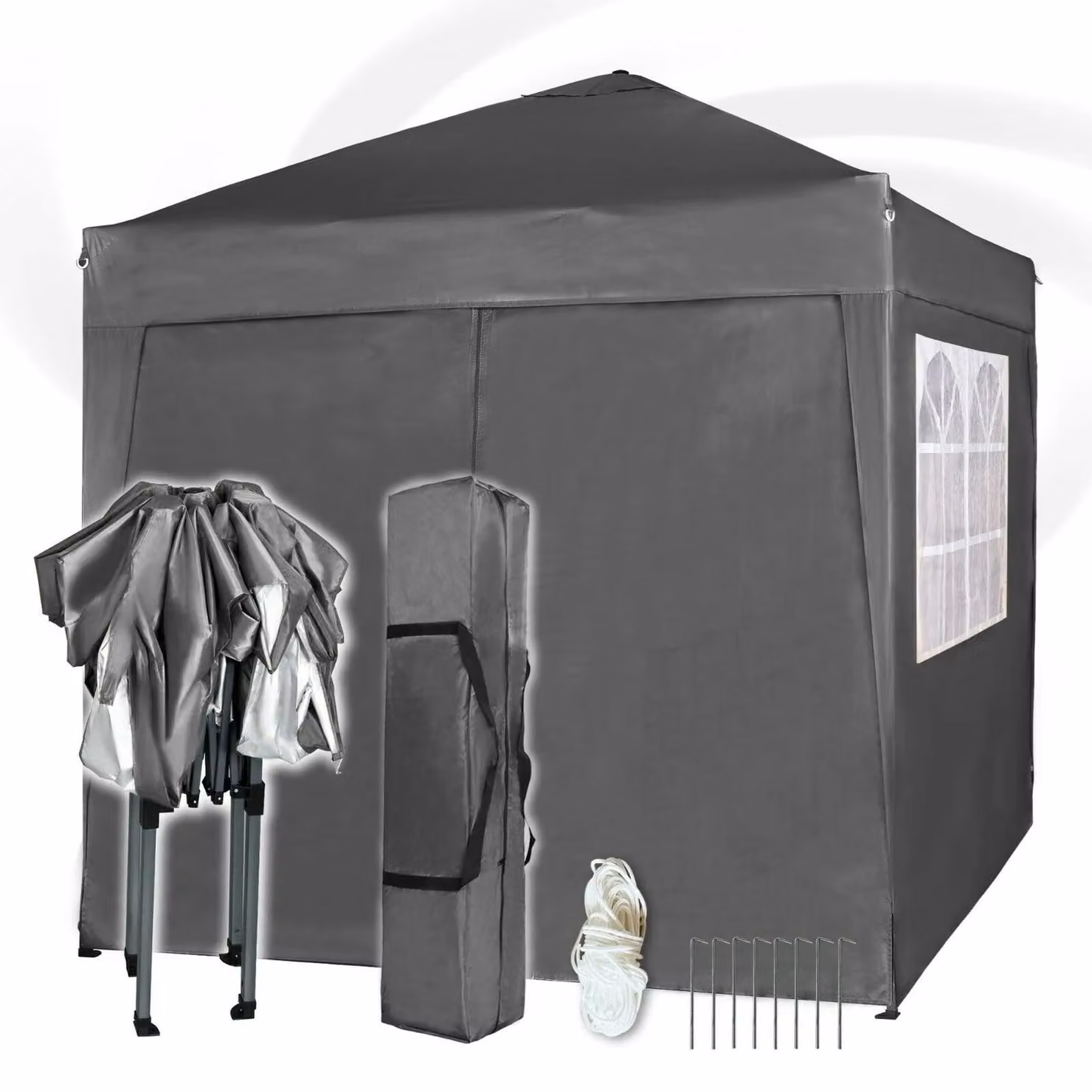 MCC Direct Grey Pop Up Gazebo with Removable Sides and Storage Bag, W/D/H: 200 x 200 x 255 cm – 4