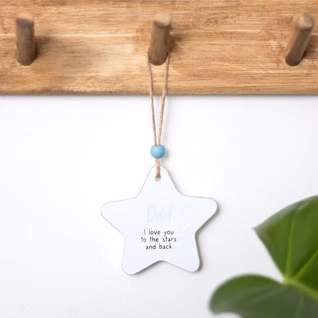 Kingsbury Gifts Small White Hanging Star Sentiment Wall Plaque for Dad