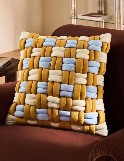 MADE Morven Square Pure Cotton Cushion in Cream and Multicolour